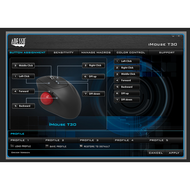 Adesso IMOUSE T30 Mouse - USB - Optical - 7 Button(s) - Black - Wireless - Right-handed 
